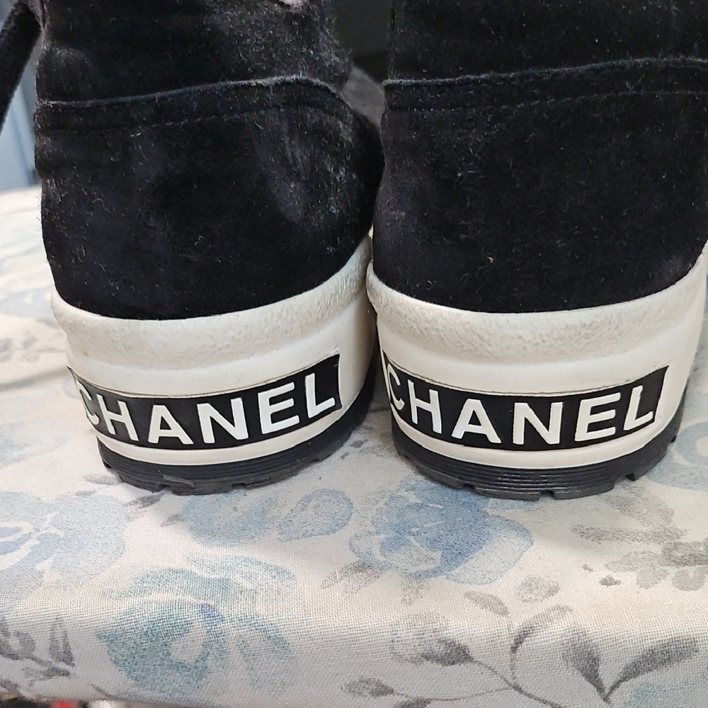 Chanel Black Suede Sneakers - Picture 2 of 9